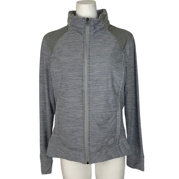 The North Face Pseudio Puffer Jacket XL Gray Thumb Holes Zip Up Hiking NF00CC9L - Picture 1 of 13